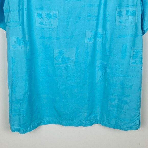 Columbia Blue River Lodge Palm Hawaiian Short Sleeve Button Up Shirt, Size M - Picture 6 of 10